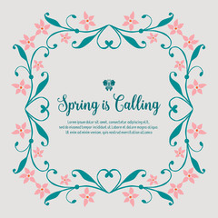 Modern pattern of leaf and wreath frame, for spring calling poster template. Vector