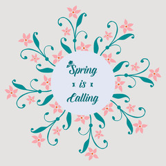 Simple frame design with leaf and floral, for spring calling greeting card design. Vector