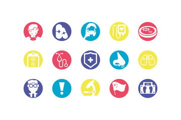 health and bacteria concept of icon set, block style