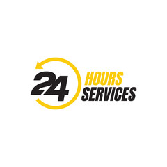 24 hour service logo vector icon. Standby 24/7 sign day/night services button symbol - obrazy, fototapety, plakaty
