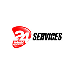 24 hour service logo vector icon. Standby 24/7 sign day/night services button symbol