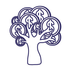 Isolated money dollar coins tree vector design