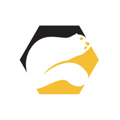 beaver logo vector graphic design cute animal in negative style symbol sign element © fandy