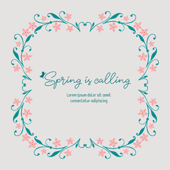 Ornate leaf and floral frame, for spring calling greeting card template design. Vector