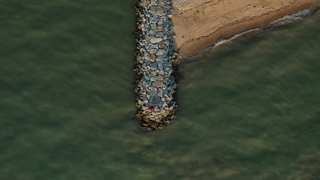 4k cinematic b-roll drone shot of flying above Pantai Puteri, famous beach at Melaka, Malaysia. 