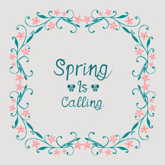 Greeting card wallpapers design for spring calling, with cute leaf and floral frame decor. Vector