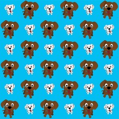 Dog or Puppy Pull Out His Tongue Cute Illustration, Cartoon Funny Character, Pattern Wallpaper
