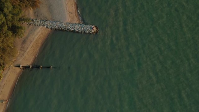 4k cinematic b-roll drone shot of flying above Pantai Puteri, famous beach at Melaka, Malaysia. 