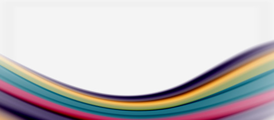 Wave lines abstract background, smooth silk design with rainbow style colors. Liquid fluid color waves. Vector Illustration