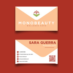Mono beauty flower minimalist pink Business card eps 10
