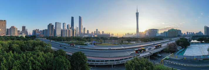 Aerial photo of CBD complex in Guangzhou, China