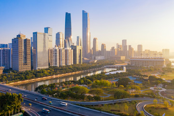 Naklejka premium Aerial photo of CBD complex in Guangzhou, China