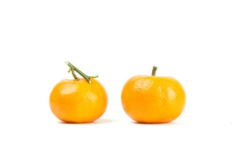 Fresh mandarin orange isolated on white background.