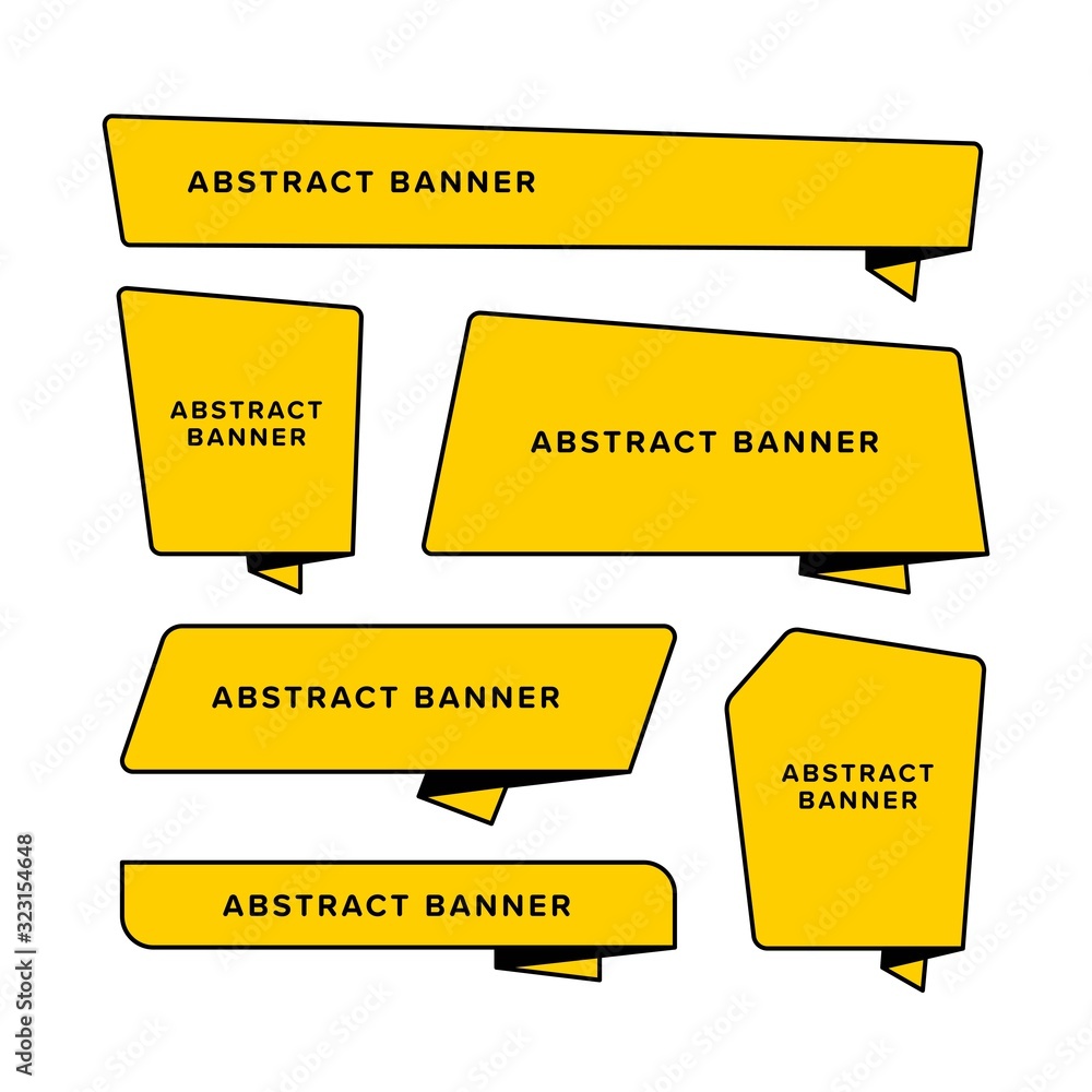 Poster set of yellow abstract banner designed in different shape. designed in folded paper style. origami v