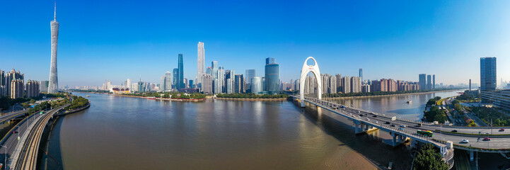 Fototapeta na wymiar Aerial photo of CBD complex in Guangzhou, China