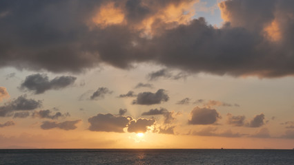 Fototapeta na wymiar Twilight sunset time above the ocean