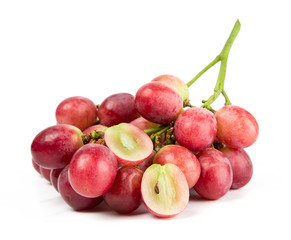 Fresh red grape isolated on white background.