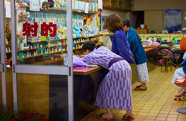 shooting game in shibu onsen, nagano , japan