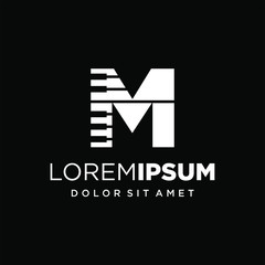 Initial Letter M Piano Logo Design