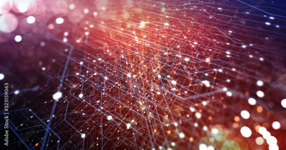 Poster abstract tech background made of printed circuit board. depth of field effect and bokeh. internet co