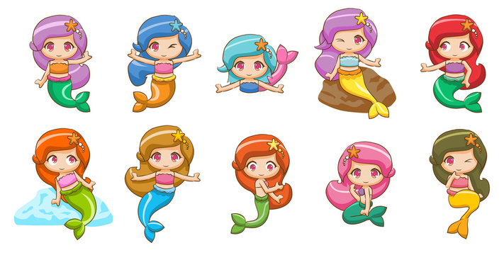 mermaid vector set collection graphic clipart design