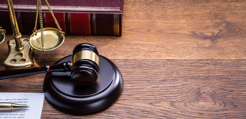 Gavel Golden Scale And Law Book