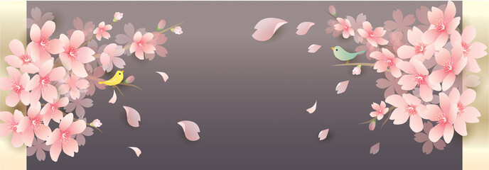 春の花　桜のベクターイラスト　spring cherry blossom　background
