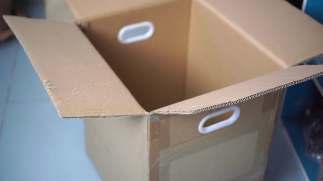 Empty open packages cardboard box for pack transport logistics shopping, Opened cartoon boxes for moving home and beginning of new life, Transportation service concept
