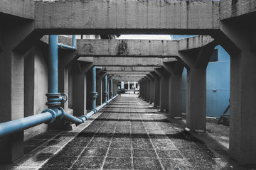 Concrete pillars in a factory