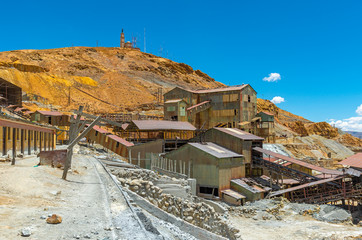 The old tin factory on the Cerro Rico mountain, famous for the silver mines in Potosi, Bolivia. 