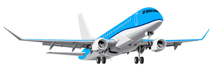 High detailed passenger airplane isolated on white background