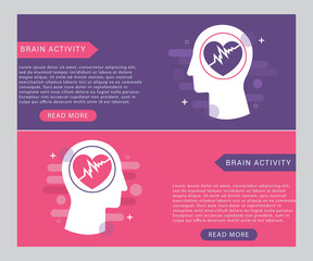 Brain activity icon concept with human head 