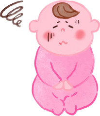 赤ちゃん具合悪い　水彩