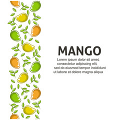 Mango fruit flat with leaves vector background seamless pattern. Scalable and editable. Vector pattern for textile, print, fabric, backdrop, wallpaper, background.