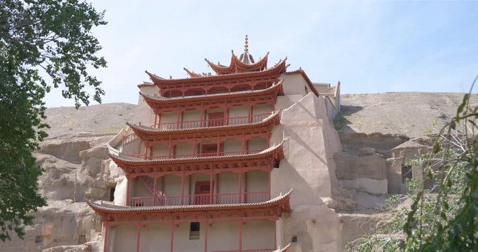 Ancient Buddhism architecture Dunhuang Mogao Grottoes in Gansu China
