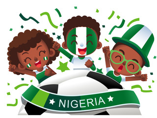 Vector illustration of Nigeria football fans characters celebrating