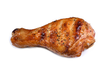 Grill roast bbq chicken leg isolated on white background