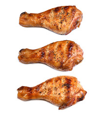 Grill roast bbq chicken leg isolated on white background