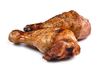 Grill roast bbq chicken leg isolated on white background