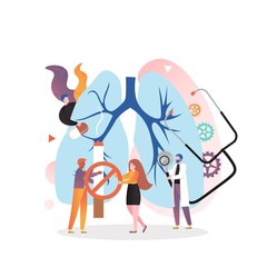 Lung health checkup vector concept for web banner, website page