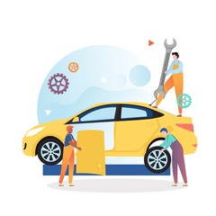 Car mechanic and repair shop vector concept for web banner, website page