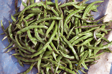 Sheem or Sem also called as green beans for sale in a market