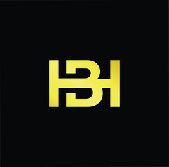 Outstanding professional elegant trendy awesome artistic black and gold color HB BH initial based Alphabet icon logo.