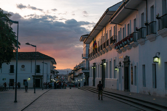 Historic downtown Popay&aacute;n, Colombia