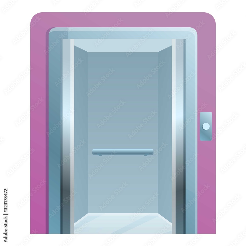 Poster open elevator icon. cartoon of open elevator vector icon for web design isolated on white background