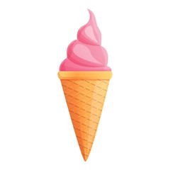 Pink ice cream icon. Cartoon of pink ice cream vector icon for web design isolated on white background