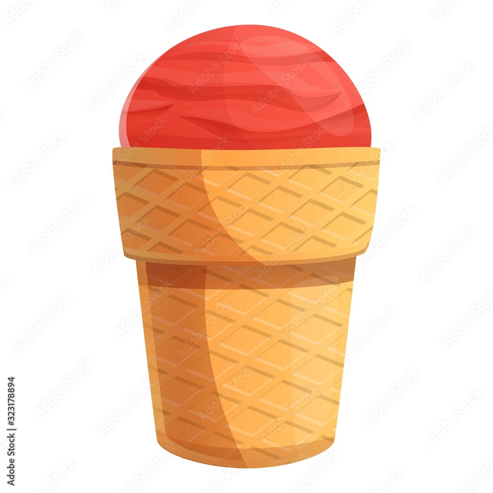 Poster cone ice cream icon. cartoon of cone ice cream vector icon for web design isolated on white backgrou