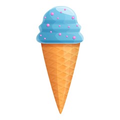 Sweet blue cone icon. Cartoon of sweet blue cone vector icon for web design isolated on white background