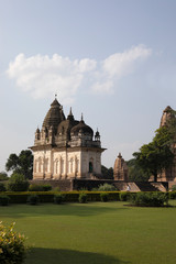 Fototapeta na wymiar Façade, South east view, Pratapeshwar temple, Western Group, Khajuraho, Madhya Pradesh, India