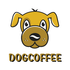 dog coffee espresso puppy cappuccino cartoon character face logo vector illustration